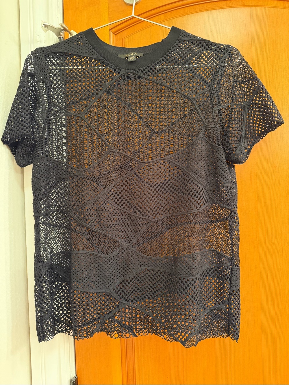 Alala Black Crochet Short-Sleeve Tee